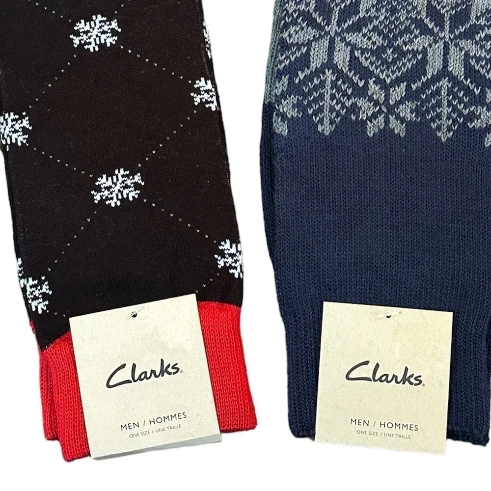 Clarks two pairs‎ of winter theme socks snowflake fair aisle NWT OS unisex Xmas